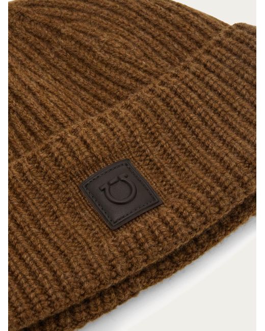 Ferragamo Brown Knitted Beanie for men