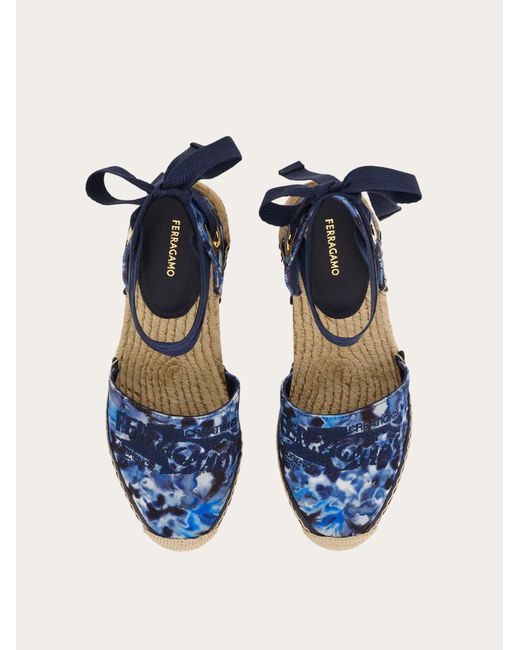 Ferragamo Blue Carnation Print Espadrilles .5