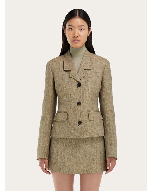 Ferragamo Natural Single Breasted Blazer