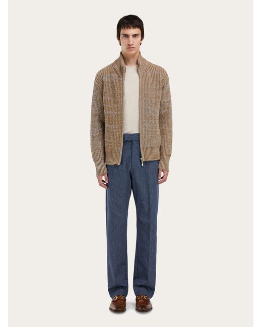 Ferragamo Brown High Neck Cardigan for men