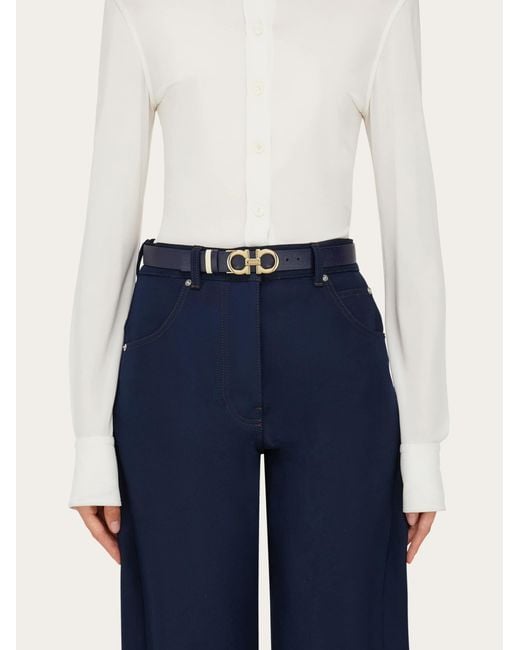 Ferragamo White Reversible And Adjustable Gancini Belt