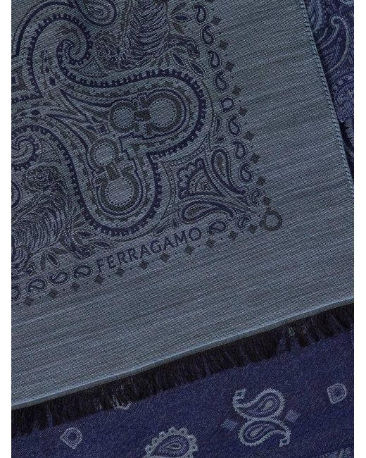 Ferragamo Blue Arabesque Print Stole for men