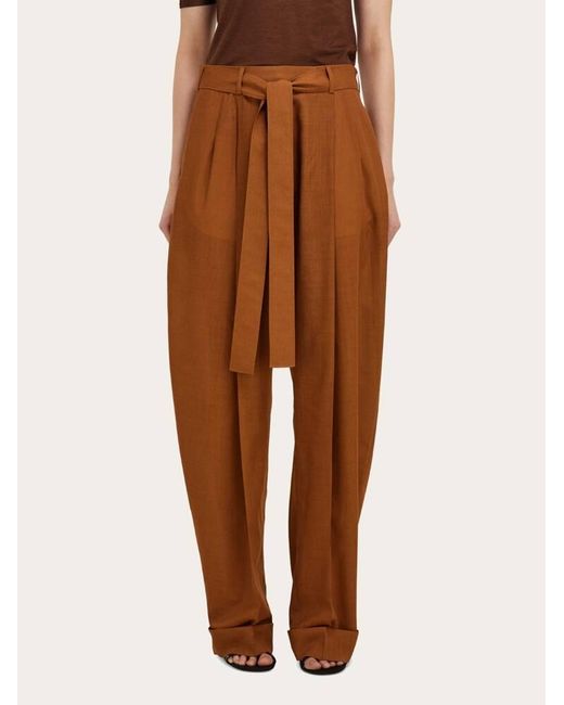 Ferragamo Brown Barrel Leg Trouser