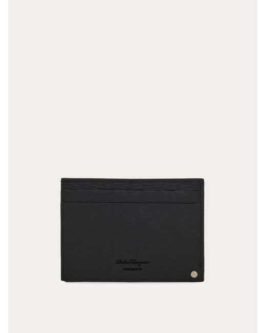 Ferragamo Black Textured Leather Card Case for men