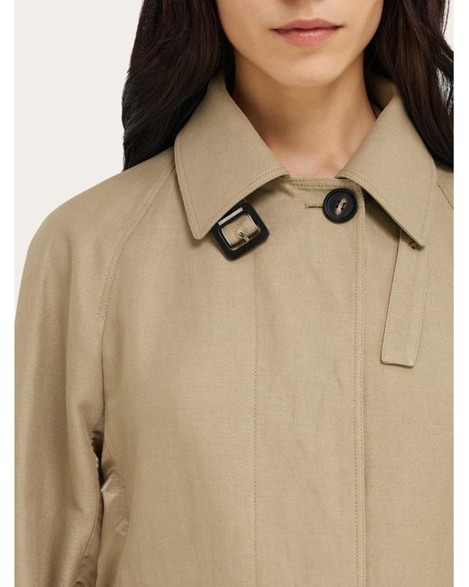Ferragamo Natural Duster Coat With Satin Inserts