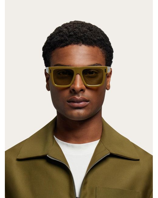 Ferragamo Natural Rectangular Frame Sunglasses for men
