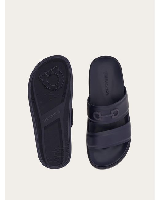 Ferragamo Blue Gancini Ornament Slide for men