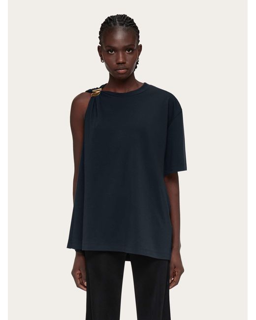 Mujer Camiseta Con Clip Joya Negro Ferragamo de color Blue