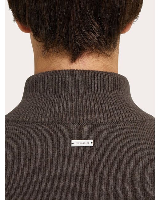 Ferragamo Brown Blouson With Leather Inserts for men