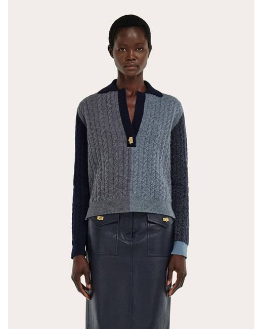 Ferragamo Blue Cable Knit