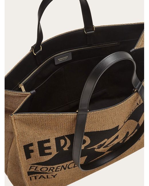 Ferragamo Natural Tote Bag With Logo (L)