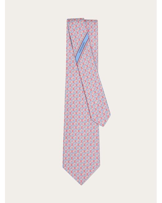 Ferragamo Pink Gancini Square Print Silk Tie for men