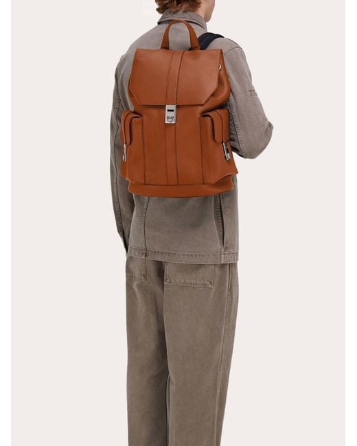 Ferragamo Brown Utility Backpack With Hug Buckle for men