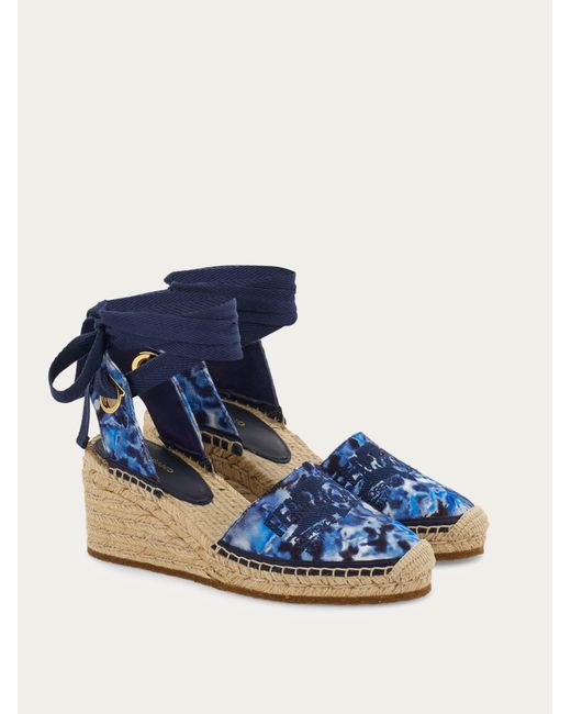 Ferragamo Blue Carnation Print Espadrilles .5