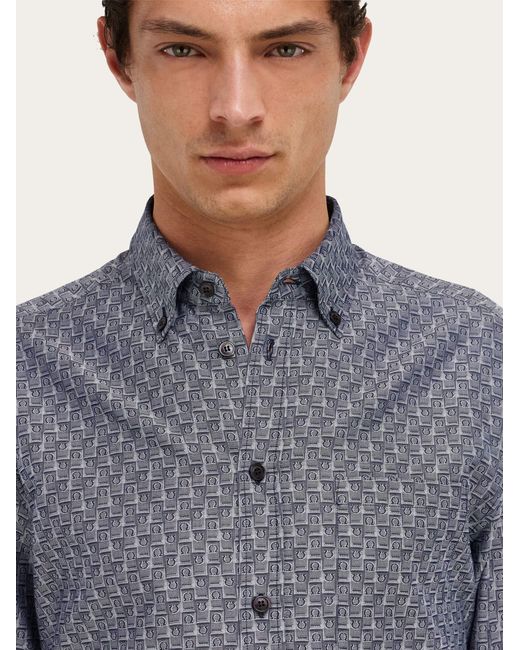 Ferragamo Blue Monogram Shirt for men
