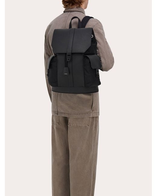 Ferragamo Black Utility Backpack for men