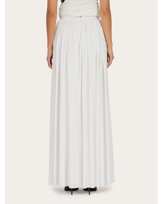 Ferragamo White Longline Draped Skirt