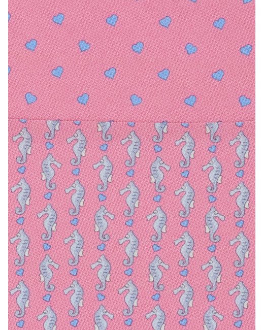 Ferragamo Pink Seahorse Print Silk Tie for men