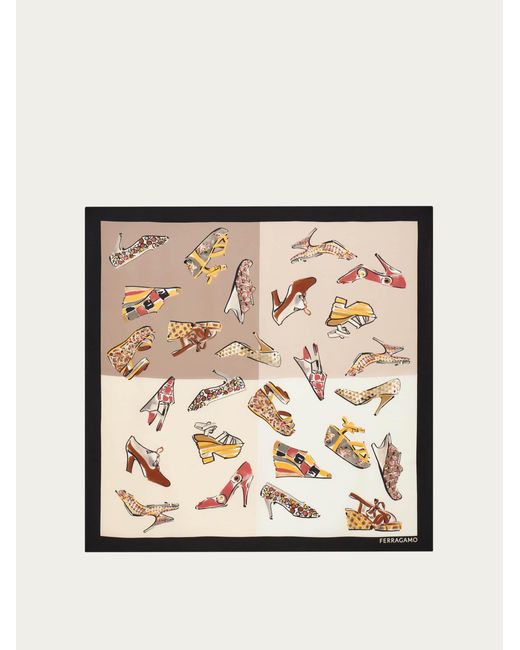 Ferragamo Natural Genio Print Silk Scarf