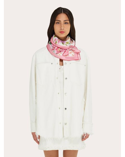 Ferragamo Pink Spring Print Silk Scarf