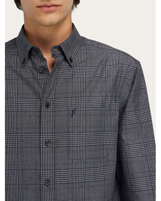 Uomo Camicia A Quadri di Ferragamo in Gray da Uomo