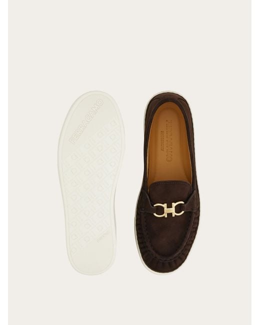 Ferragamo White Gancini Ornament Loafer