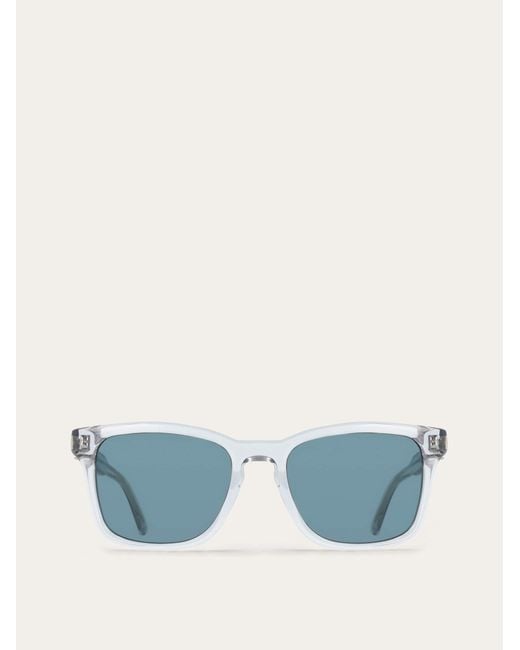 Ferragamo Blue Rectangular Frame Sunglasses Colorless for men