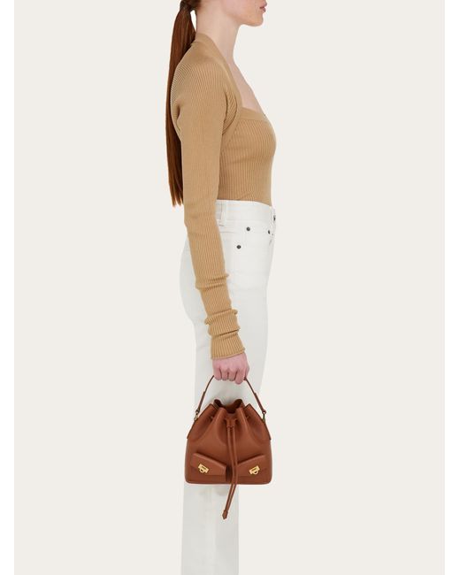 Ferragamo Brown Multipocket Bucket Bag