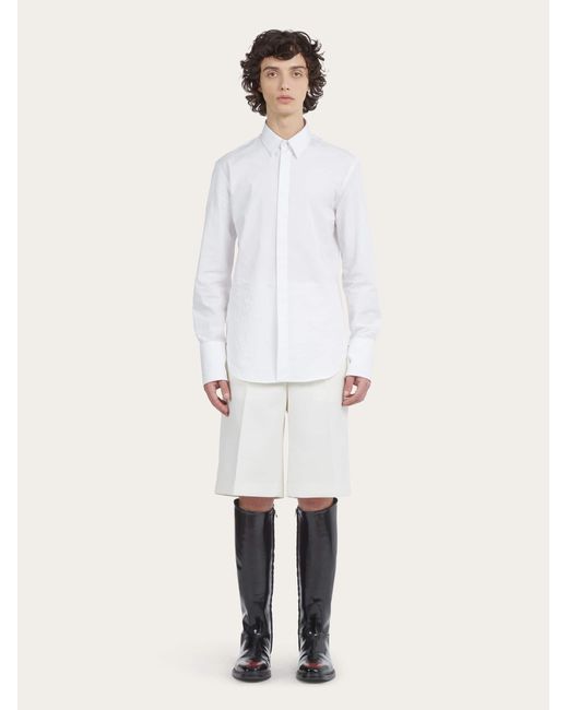 Ferragamo White Cotton Stretch Shirt for men