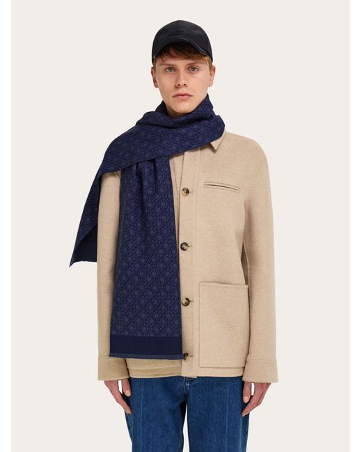 Ferragamo Blue Gancini Chain Scarf for men