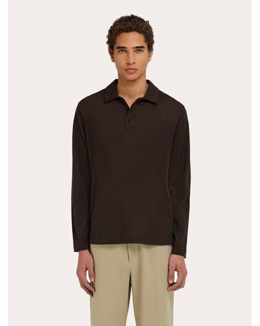 Uomo Polo A Manica Lunga di Ferragamo in Black da Uomo