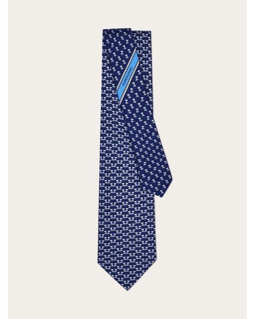 Ferragamo Blue Terrier Print Silk Tie for men