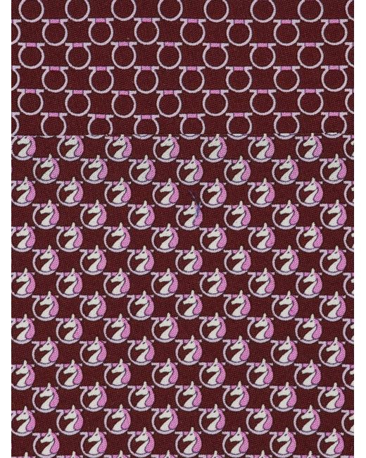 Ferragamo Pink Pegasus Print Silk Tie for men