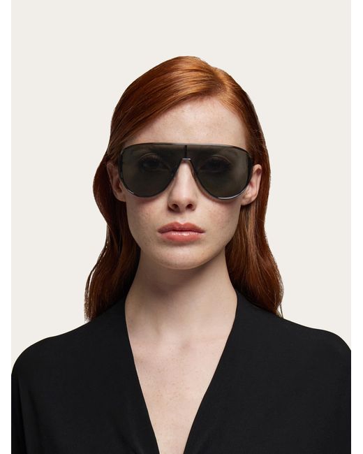 Ferragamo Gray Mask Frame Sunglasses