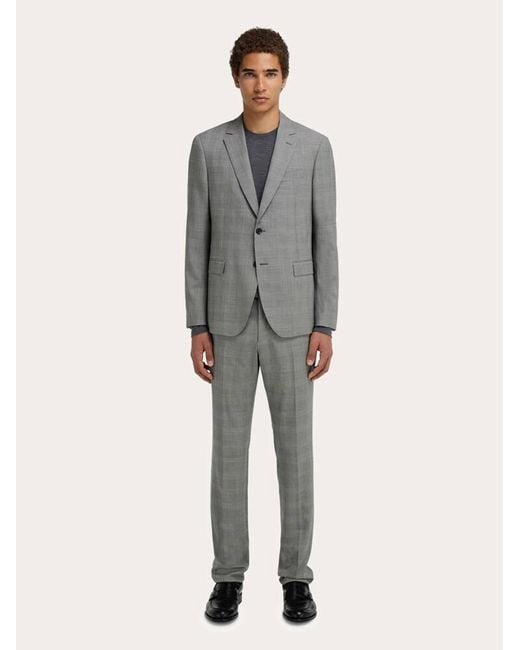 Ferragamo Gray Prince Of Wales Check Suit for men