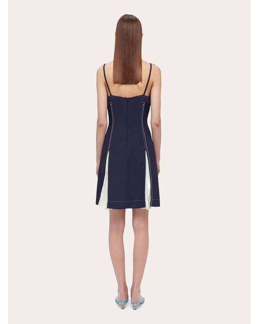 Donna Slip Dress Con Intarsi di Ferragamo in Blue