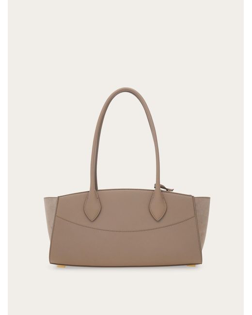 Ferragamo Natural New Studio Soft Bag East West (M)