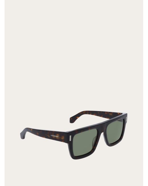 Ferragamo Green Rectangular Frame Sunglasses for men