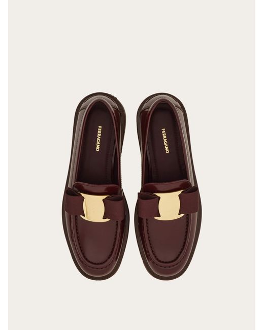 Ferragamo Brown Women Chunky Vara Bow Loafer