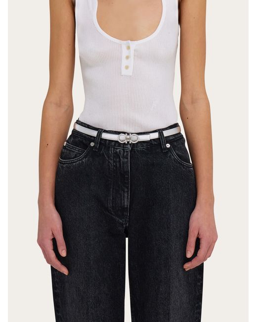 Ferragamo Natural Reversible And Adjustable Gancini Belt