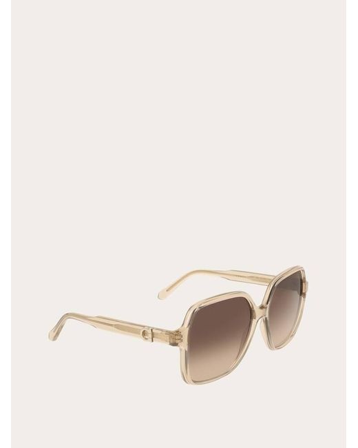 Ferragamo Natural Square Frame Sunglasses