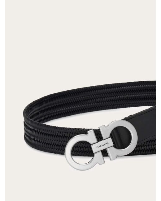 Ferragamo Black Gancini Stretch Belt for men