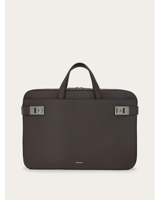 Ferragamo Black Briefcase With Hug Buckle (M) for men