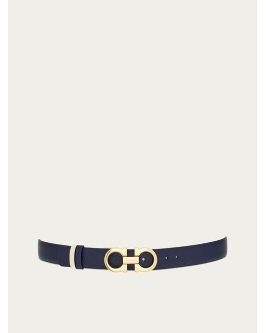 Ferragamo White Reversible And Adjustable Gancini Belt