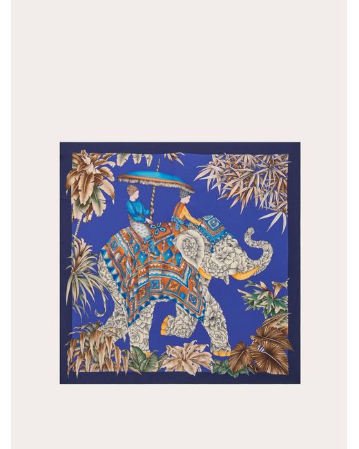 Ferragamo Black India Print Silk Double Face Scarf