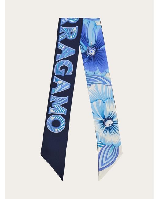Ferragamo Blue Brezza Print Silk Mini Bandeau