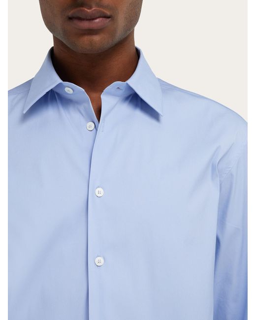 Ferragamo Blue Shirt With Micro Print for men