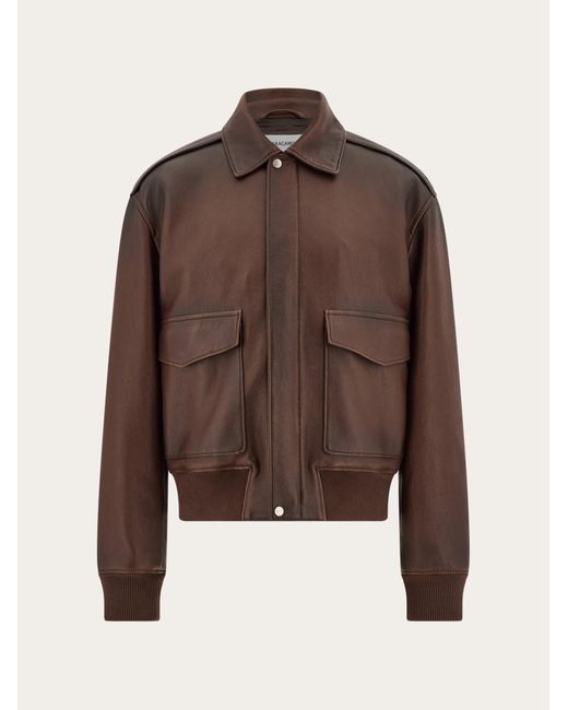 Ferragamo Brown Leather Blouson for men