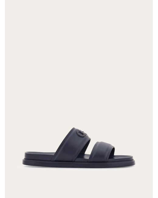 Ferragamo Blue Gancini Ornament Slide for men