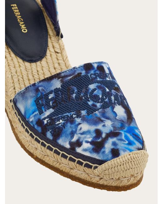 Ferragamo Blue Carnation Print Espadrilles .5